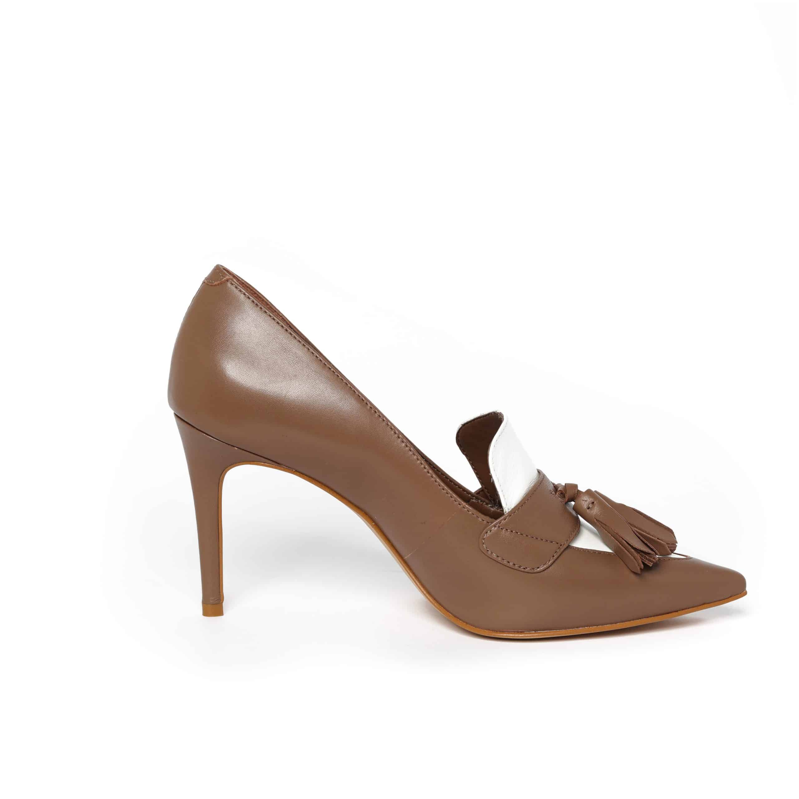 KAY BROWN AND WHITE PUMPS
